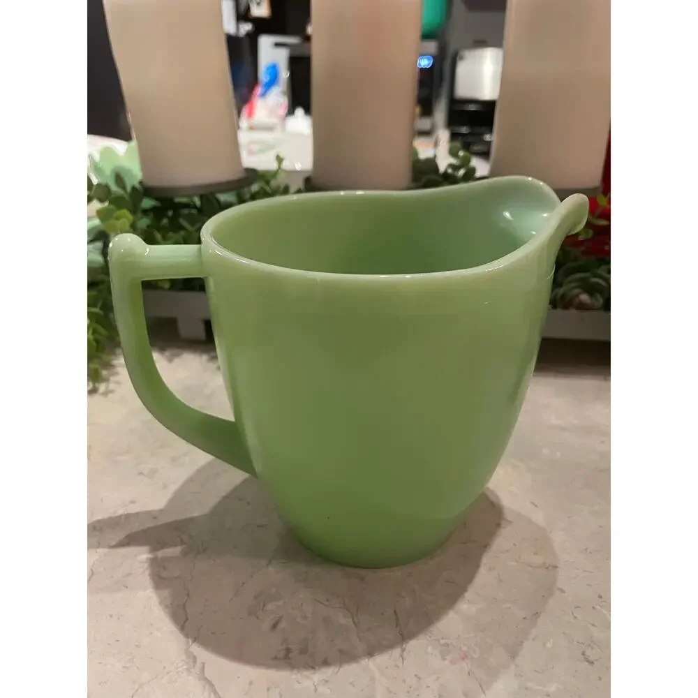 Vintage rare 32oz Jeanette Glass Milk Pitcher Jadeite Uranium Sunflower pattern
